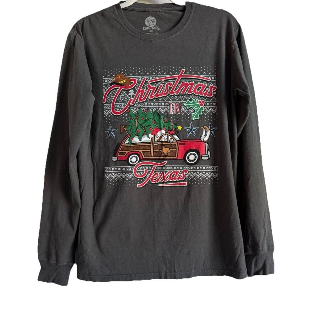 Buc-ees Adult Christmas In Texas Long Sleeve T-shirt Size Small Holiday Beaver